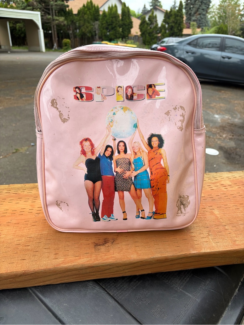 ORIGINAL Pink Vinyl Cosmetic Pouch with Spicegirls graphic